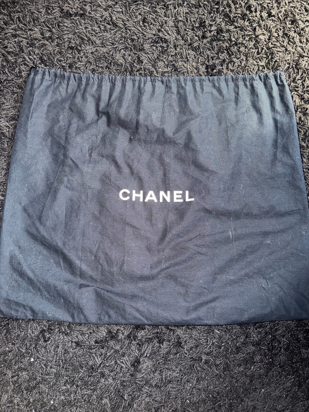 CHANEL Black Drawstring Logo Dust Bag